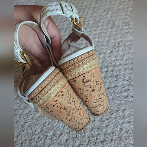 Prada White leather criss cross Wedges Sandals size 36.5 - Picture 13 of 16